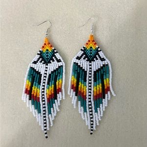 Beaded  earrings with fringe